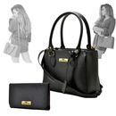 Kit Bolsa Feminina 3 em 1 – Bolsa Media Transversal + de Mão + Carteira | Moderna e Elegante