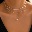 Conjunto de Colar Novo e Fashionável com Pérolas Falsas, Choker em Múltiplas Camadas, Conjunto de Joias Estilosas.